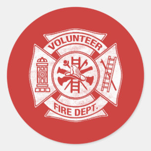 Sticker Rond Rouge volontaire d'autocollant de sapeur-pompier