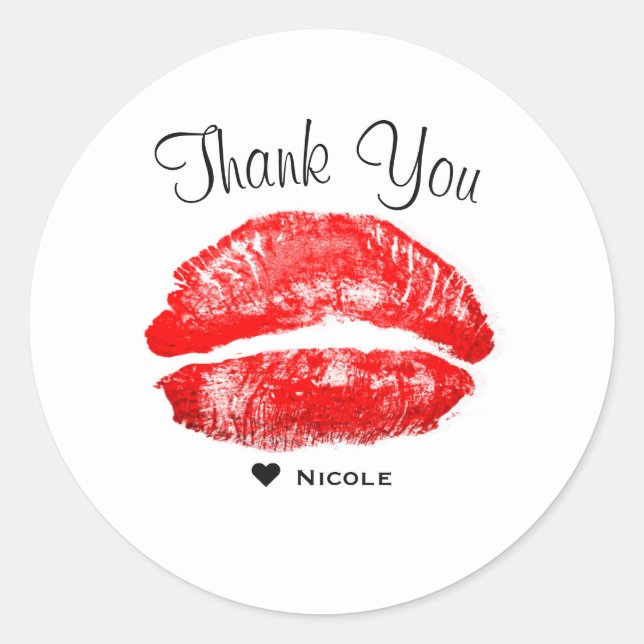 Sticker Rond Rouges à lèvres Baiser Maquillage Beauté Glam Chic (Devant)