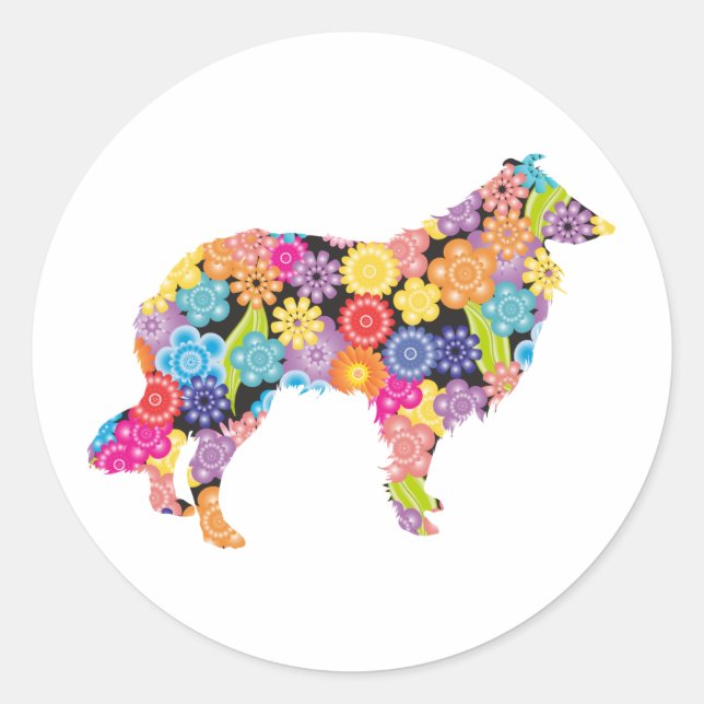 Sticker Rond Rough Collie (Devant)