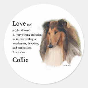 Sticker Rond Rough Collie Dons
