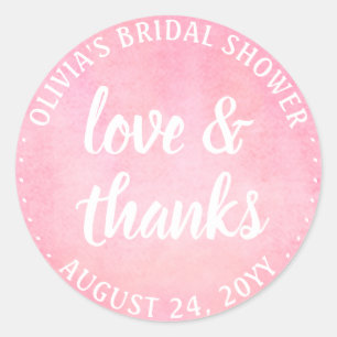 Sticker Rond Rougissent l'amour rose d'aquarelle et remercient