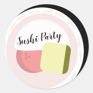 Sticker Rond Roulé de sushi saumon anniversaire adolescente res