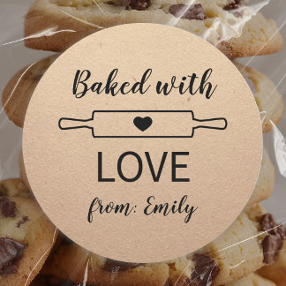 Sticker Rond Rouleau à pâtisserie à coeur simple Papier kraft b