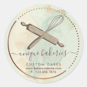 Sticker Rond Rouleau à pâtisserie Fouet Marque de boulangerie g