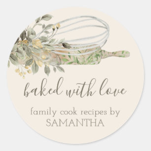Sticker Rond Rouleau botanique rustique fouet Chef Boulangerie