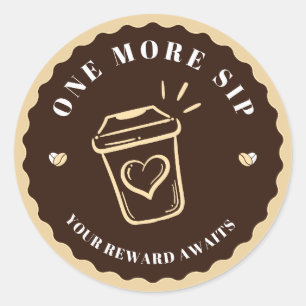 Sticker Rond Rouleau d'autocollants de logo de café Brun Café M