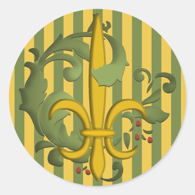 Sticker Rond Rouleau Fleur de lis de Noël (Devant)