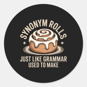 Sticker Rond Rouleaux de synonymes juste comme la grammaire uti