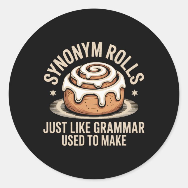 Sticker Rond Rouleaux de synonymes juste comme la grammaire uti (Devant)