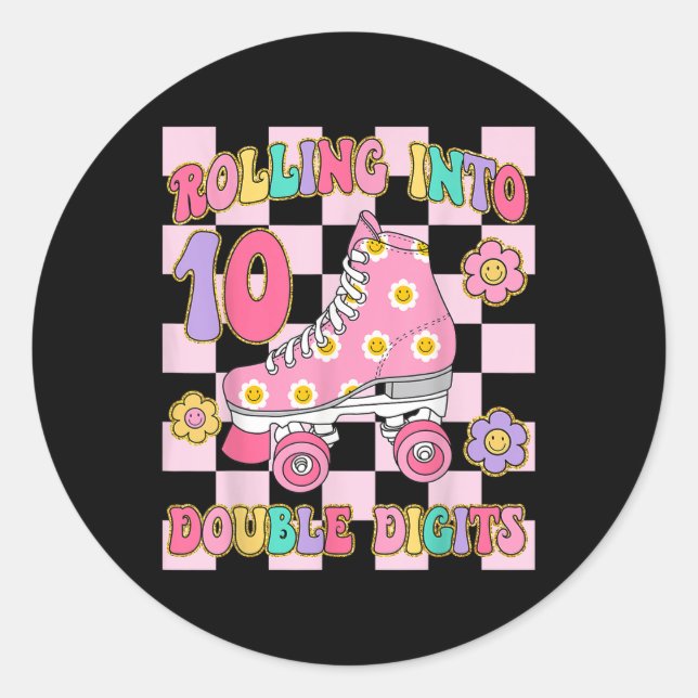Sticker Rond Roulement en 10 doubles chiffres 10e Roller annive (Devant)