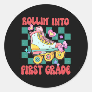 Sticker Rond Rouler À L'École De Première Année Rouleau À Patin