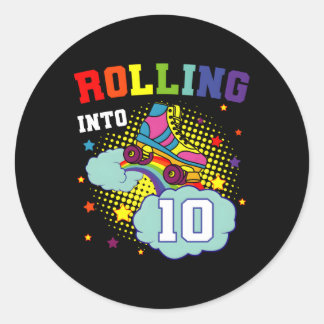 Sticker Rond Rouler Dans 10 Roller Skates Patinage Bdaypy