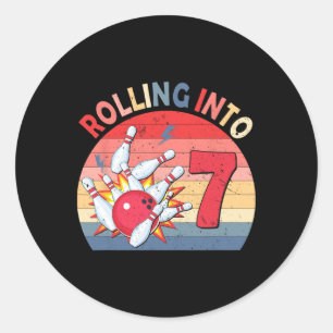 Sticker Rond Rouler Dans 7 Bowling Anniversaire 7 Année Enfants