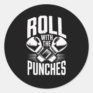 Sticker Rond Roulez Avec Des Punches Boxe Hommes Inspirationnel