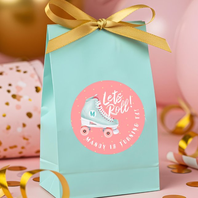 Sticker Rond Roulons Fun Retro Throwback Rollerskate Vibe (Lets Roll Fun Retro Throwback Rollerskating Vibe Classic Round Sticker)