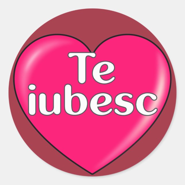 Sticker Rond Roumain - Je vous aime (Devant)