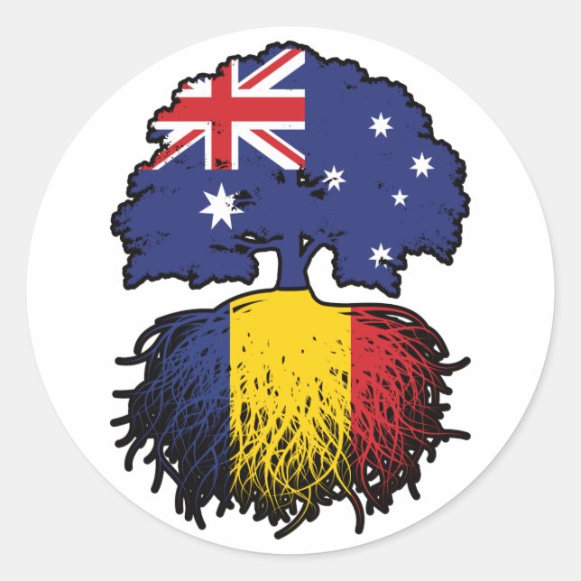 Sticker Rond Roumanie Australie Roumanie racine arbre (Devant)