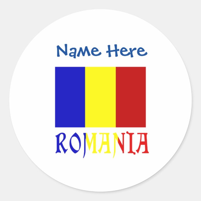 Sticker Rond Roumanie et Roumanie Drapeau bleu Personnalisation (Devant)