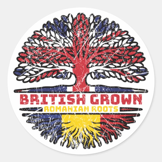 Sticker Rond Roumanie Royaume-Uni Royaume-Uni British Tree (Devant)