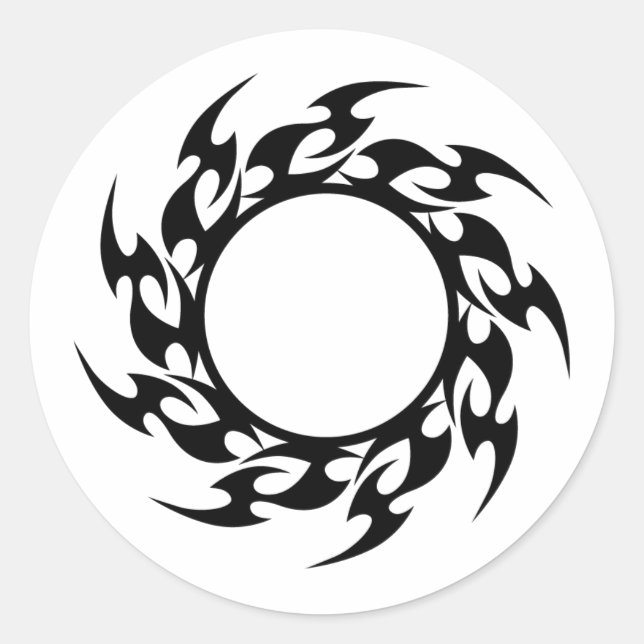 Sticker Rond round_flames_001 NOIR TRIBAL CIRCLE FIRE SHARP LO (Devant)