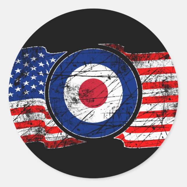 Sticker Rond Roundel Mods USA - Scooter cible (Devant)