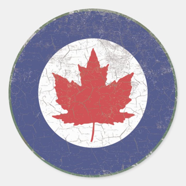 Sticker Rond Roundel Rustique de feuille d'érable de la Royal A (Devant)