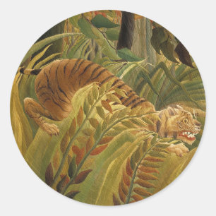 Sticker Rond Rousseau Jungle Tropical Tiger Art