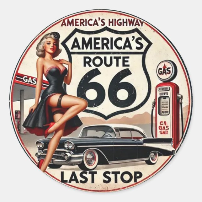 Sticker Rond Route 66 (Devant)