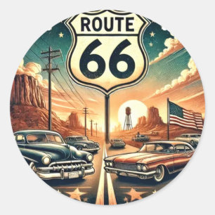 Sticker Rond Route 66