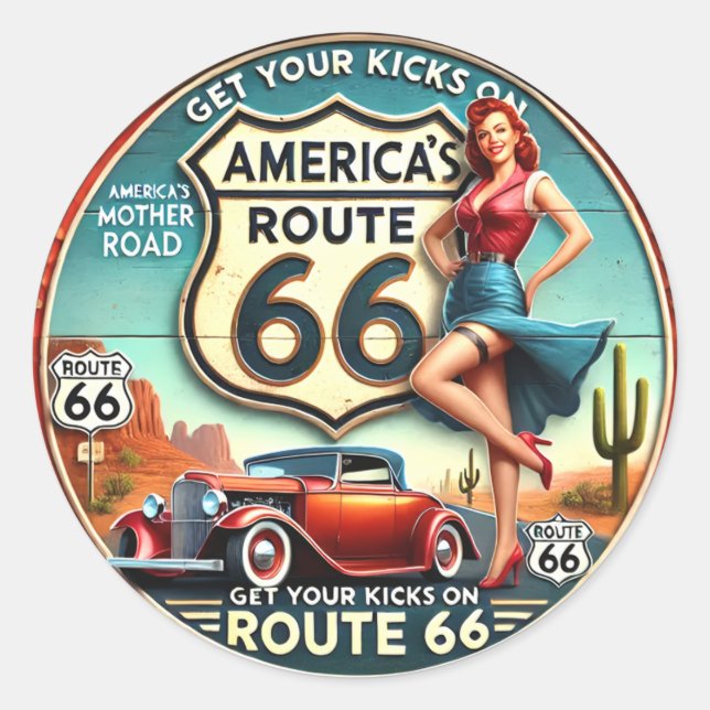 Sticker Rond Route 66 (Devant)