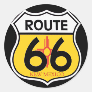 Sticker Rond Route 66 Bouclier du Nouveau-Mexique
