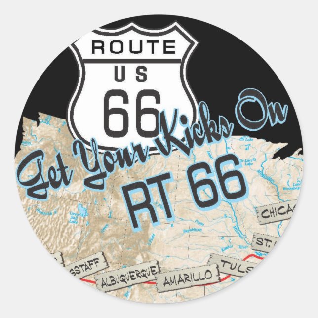 Sticker Rond route 66 cadeaux (Devant)