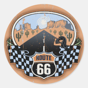 Sticker Rond Route 66 Désert