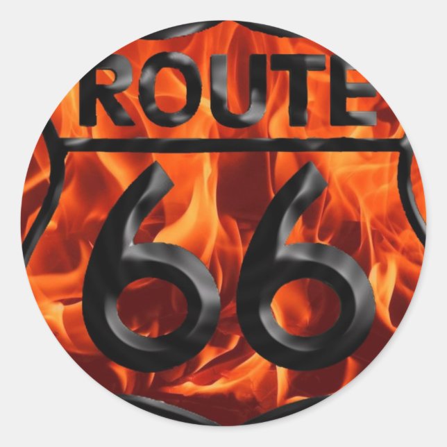 Sticker Rond Route 66 Incendie 1 (Devant)