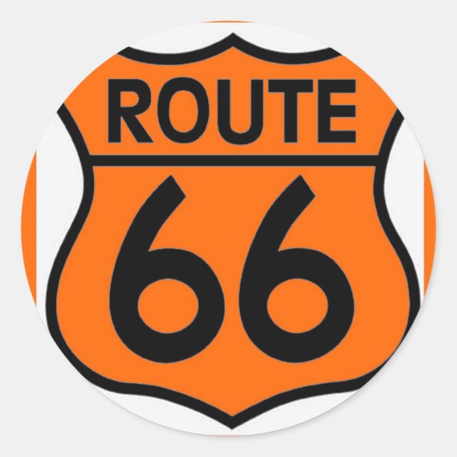 Sticker Rond route 66 sécurité orange Personnaliser ceci! (Devant)