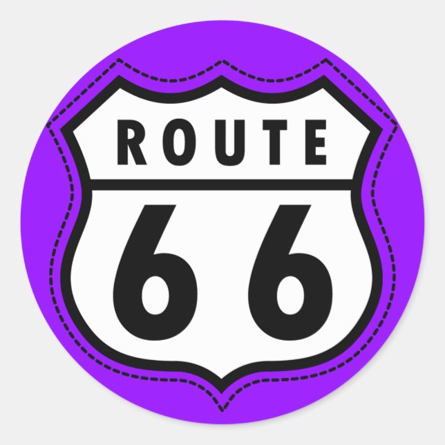 Sticker Rond Route 66 Violet (Devant)