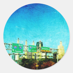 Sticker Rond Route de Kansas