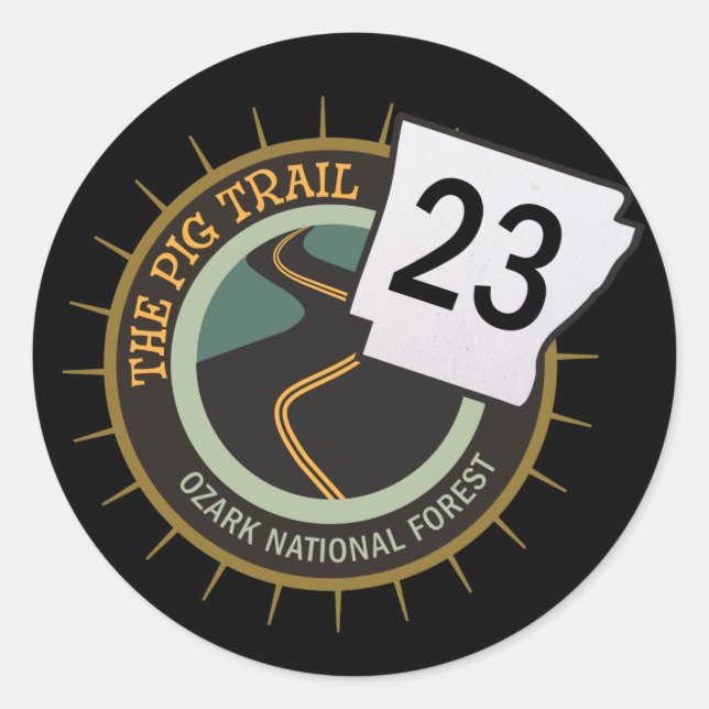 Sticker Rond Route de moto Pig Trail 23 Arkansas (Devant)