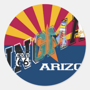 Sticker Rond Route Drapeau Kingman Arizona 66