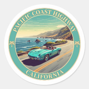 Sticker Rond Route du Pacifique Californie