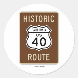 Sticker Rond Route historique US Highway 40 (Californie)