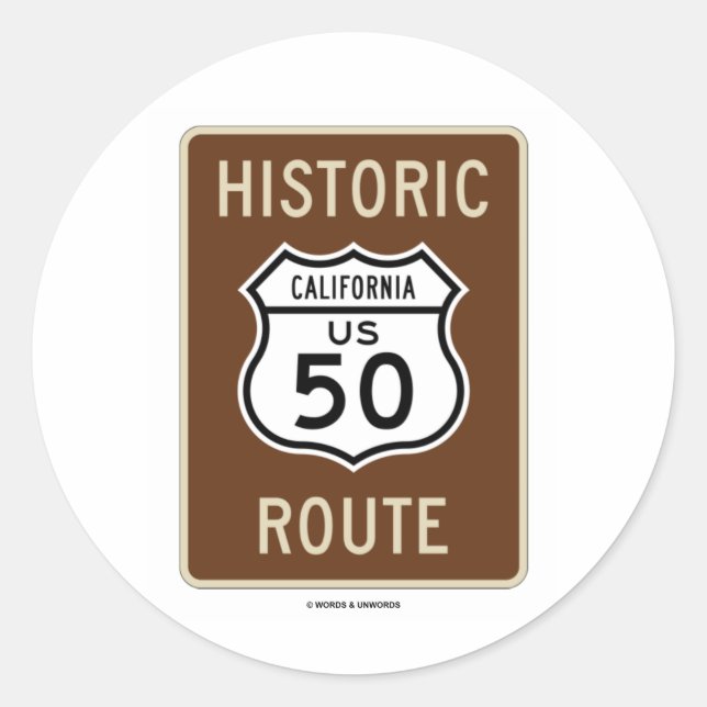 Sticker Rond Route historique US Highway 50 (Californie) (Devant)