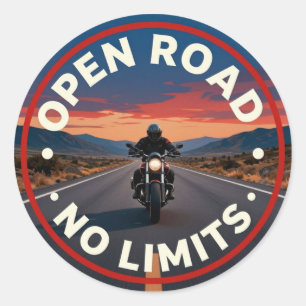 Sticker Rond 🛣️ Route Ouverte Sans Limites Moto