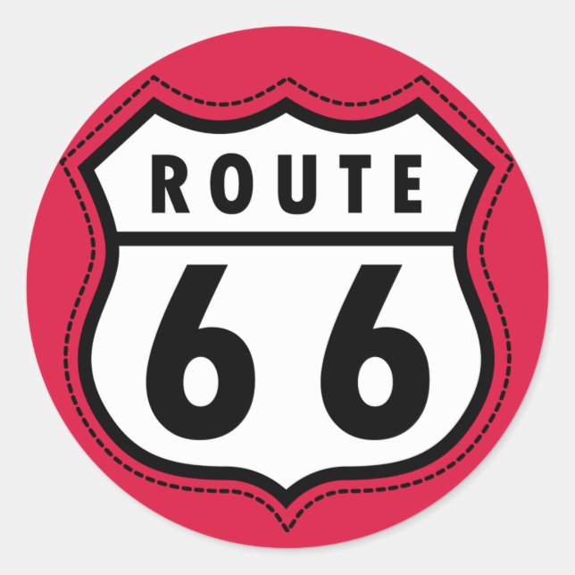 Sticker Rond Route Rouge 66 (Devant)