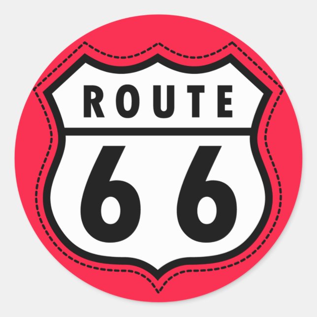 Sticker Rond Route Rouge 66 (Devant)