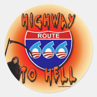 Sticker Rond Route Vers L'Enfer Route 666 - Round