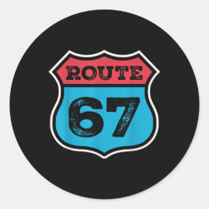 Sticker Rond Route Vintage 67 Six Seven Meme 67e Anniversaire 8