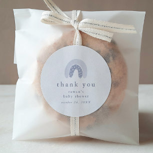 Sticker Rond ROWAN Boho bleu Boho Rainbow Baby shower Merci