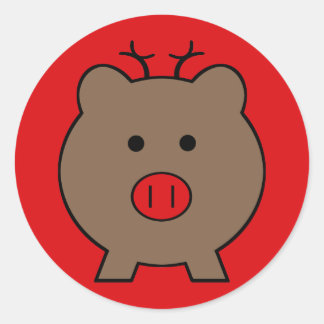 Sticker Rond Roy le cochon de Noël