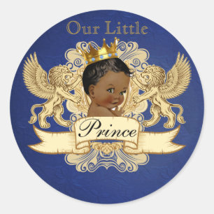 Sticker Rond Royal African Prince  Bleu & Or  Élégant